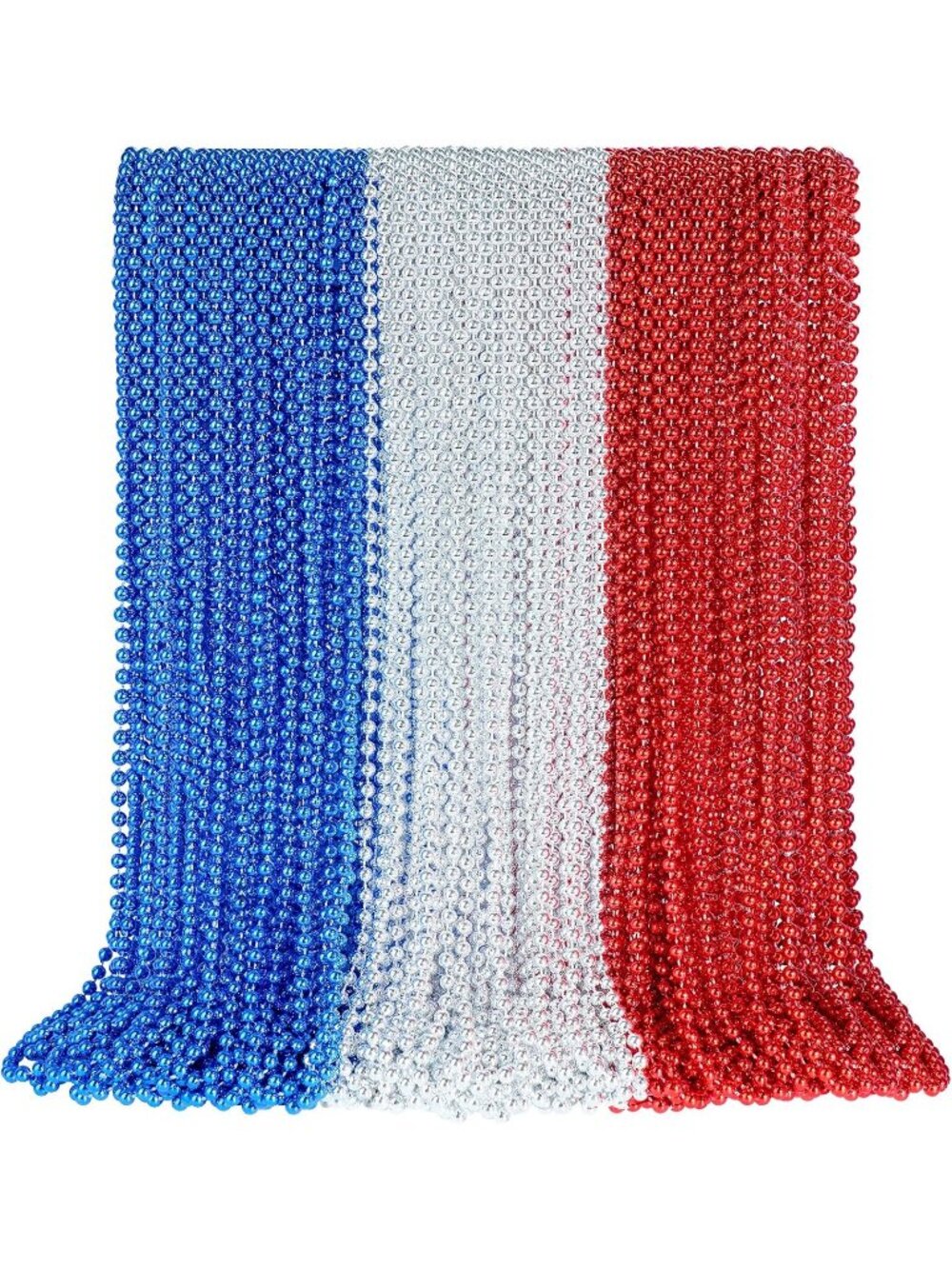 100PCS Patriotic Red White Blue Bead Necklaces 33" 4th of July Party Favors